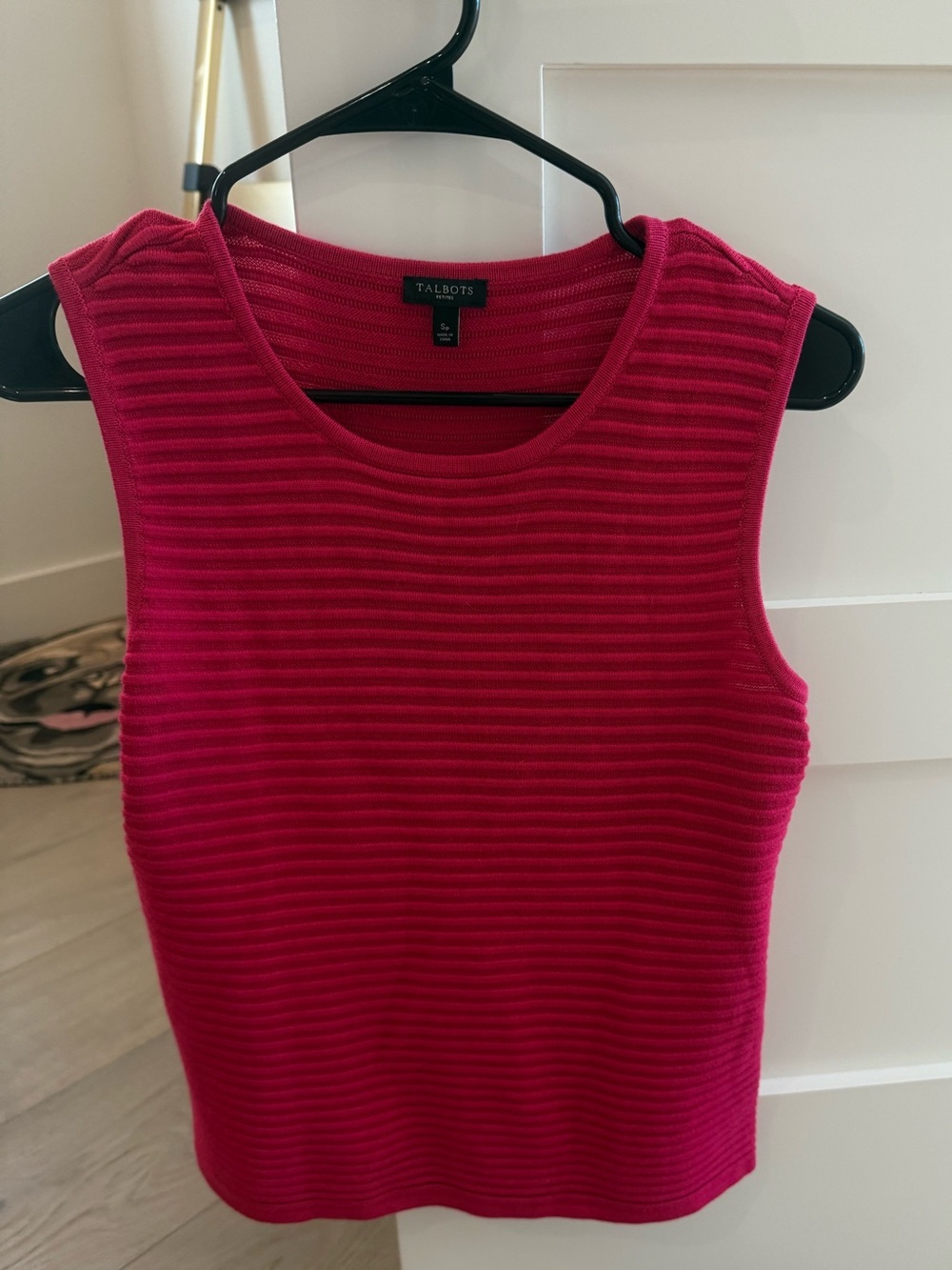 Talbots Ribbed Sleeveless Knit Tank in Bright Berry